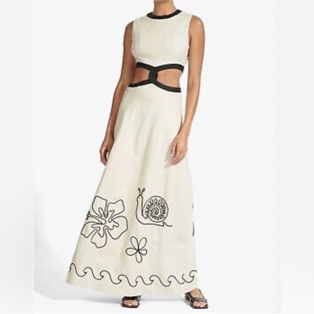 STAUD Colada Linen blend cut out dress size 6